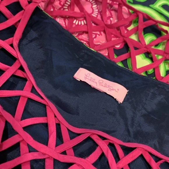 Lilly Pulitzer pink green lattice, floral sleeveless silk dress size small - Picture 8 of 10